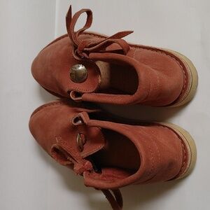 Wild Soles Dusty Rose Brush Leather Buffalo Nickel Button Moccasins Size 6